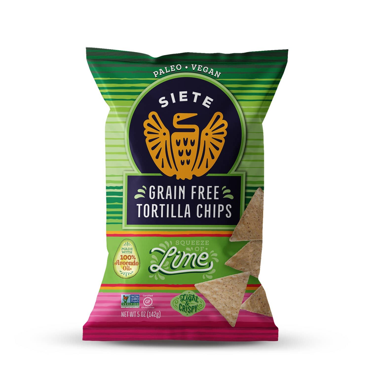Siete Lime Grain Free Tortilla Chips - 5oz - Front of Bag